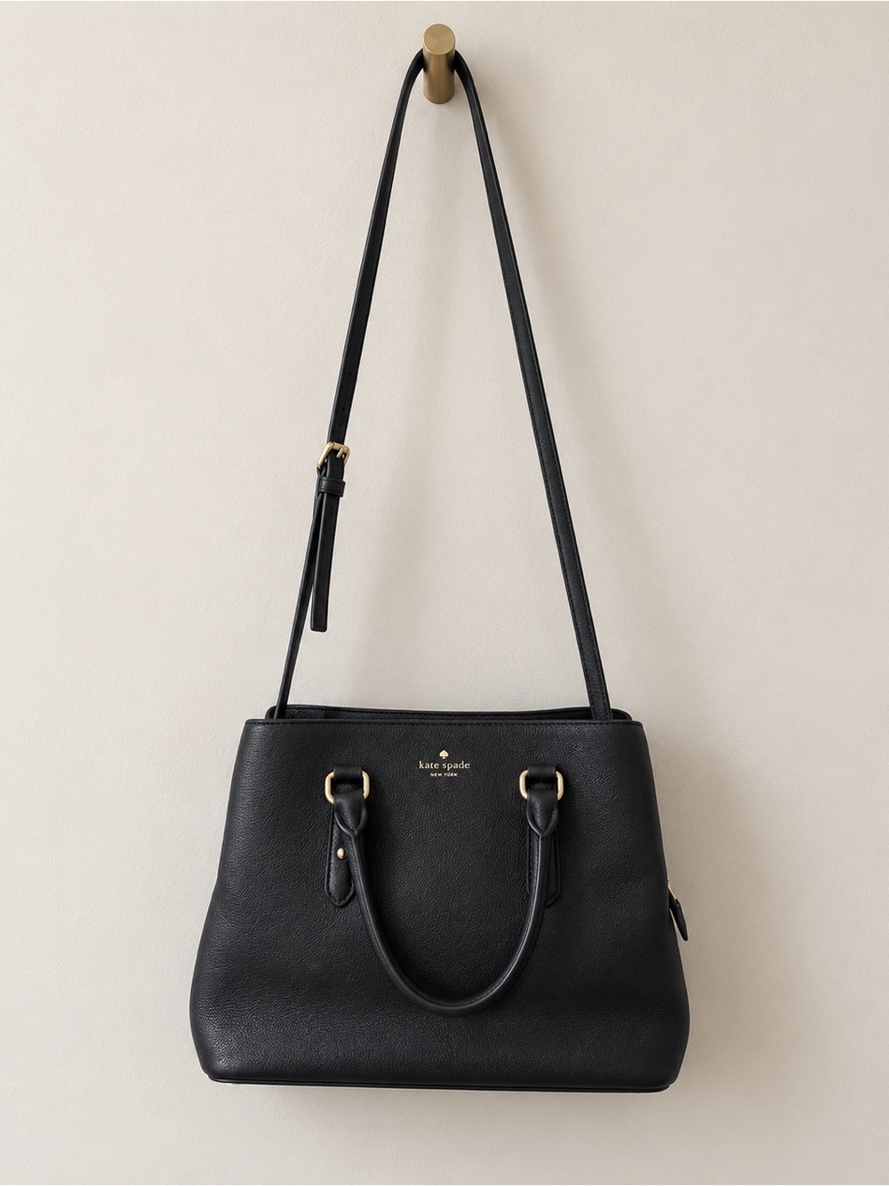 kate spade Black Leather Satchel with Gold Hardware